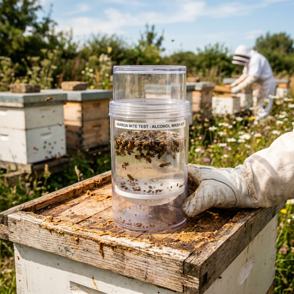 Using a varroa mite testing shaker to monitor mite levels